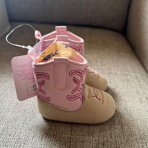 Pink and Tan Baby Cowboy Boots, size 3-6 months, NWT